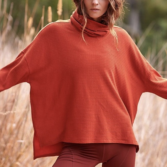 Free People Sweaters - Free people Movement Orange Ribbed Can't Handle This Turtleneck Sweater Size XS